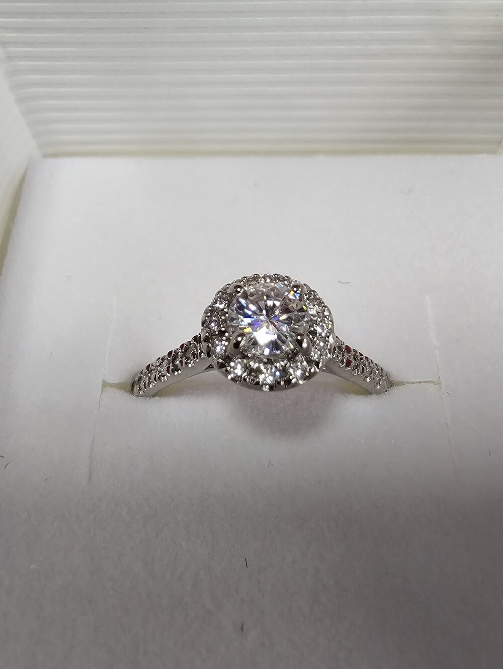 Round Halo White Stone Engagement Ring